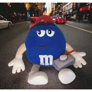 Official M & M Posable Stuffed Plush Blue Mars Bendable Arms Legs With Camera